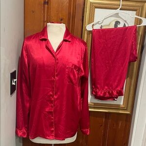 Victoria's Secret Red Satin Pajama Set